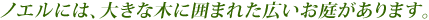 ノエルには大きな木に囲まれた広いお庭があります。